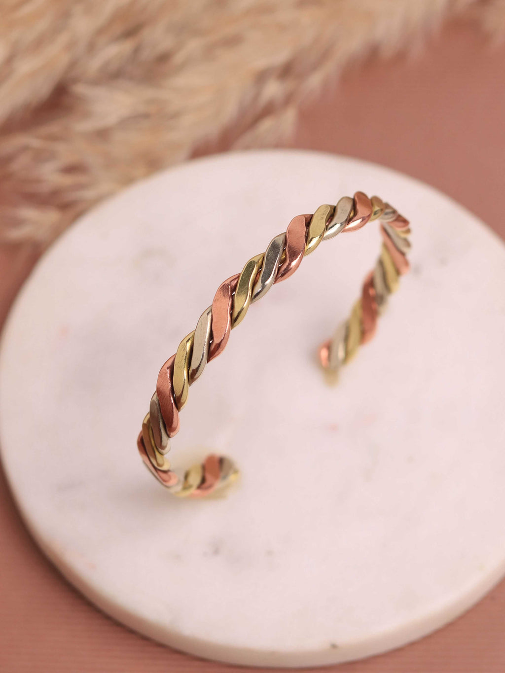 Weave Tri Metal Adjustable Cuff