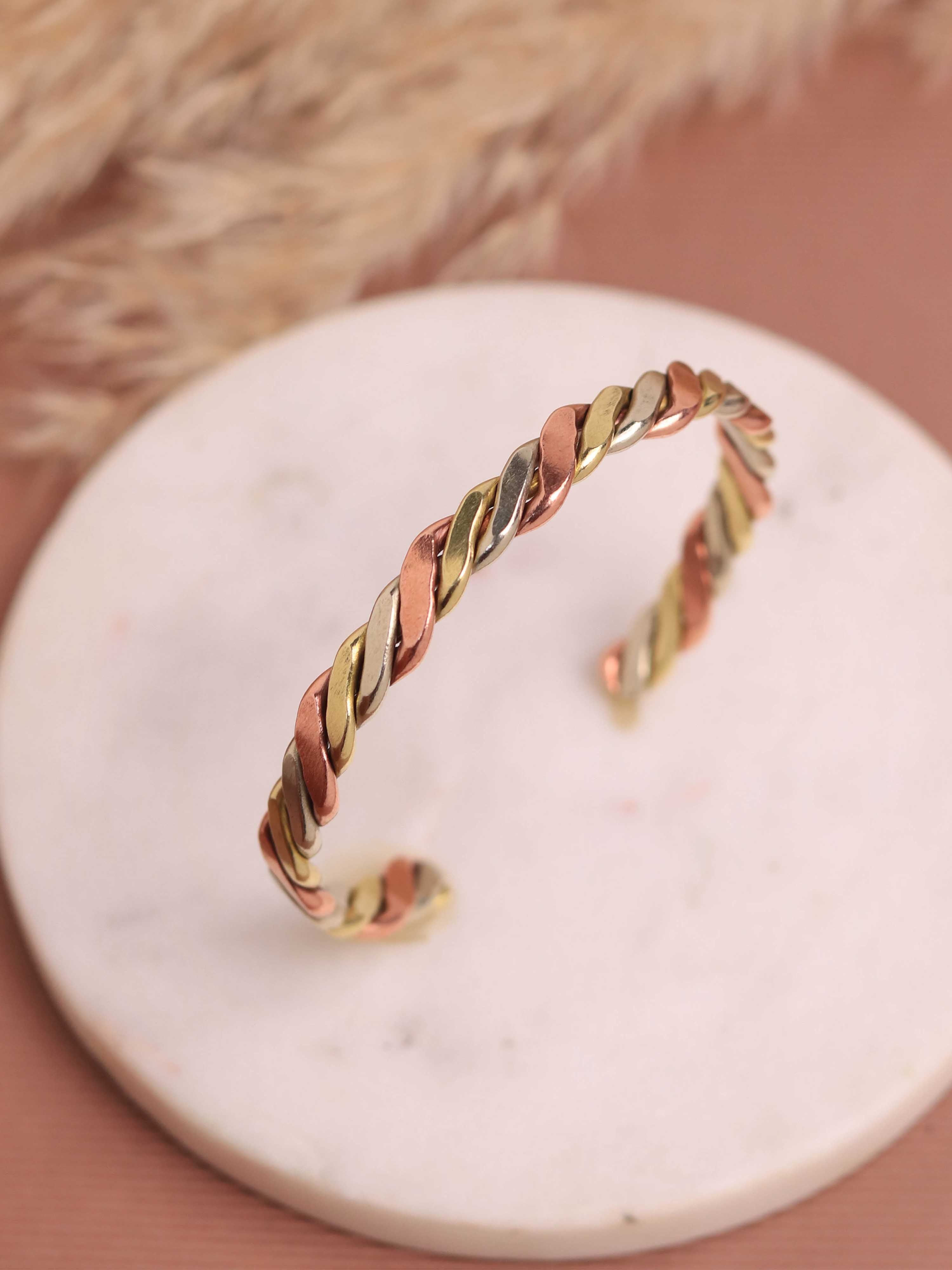 Weave Tri Metal Adjustable Cuff