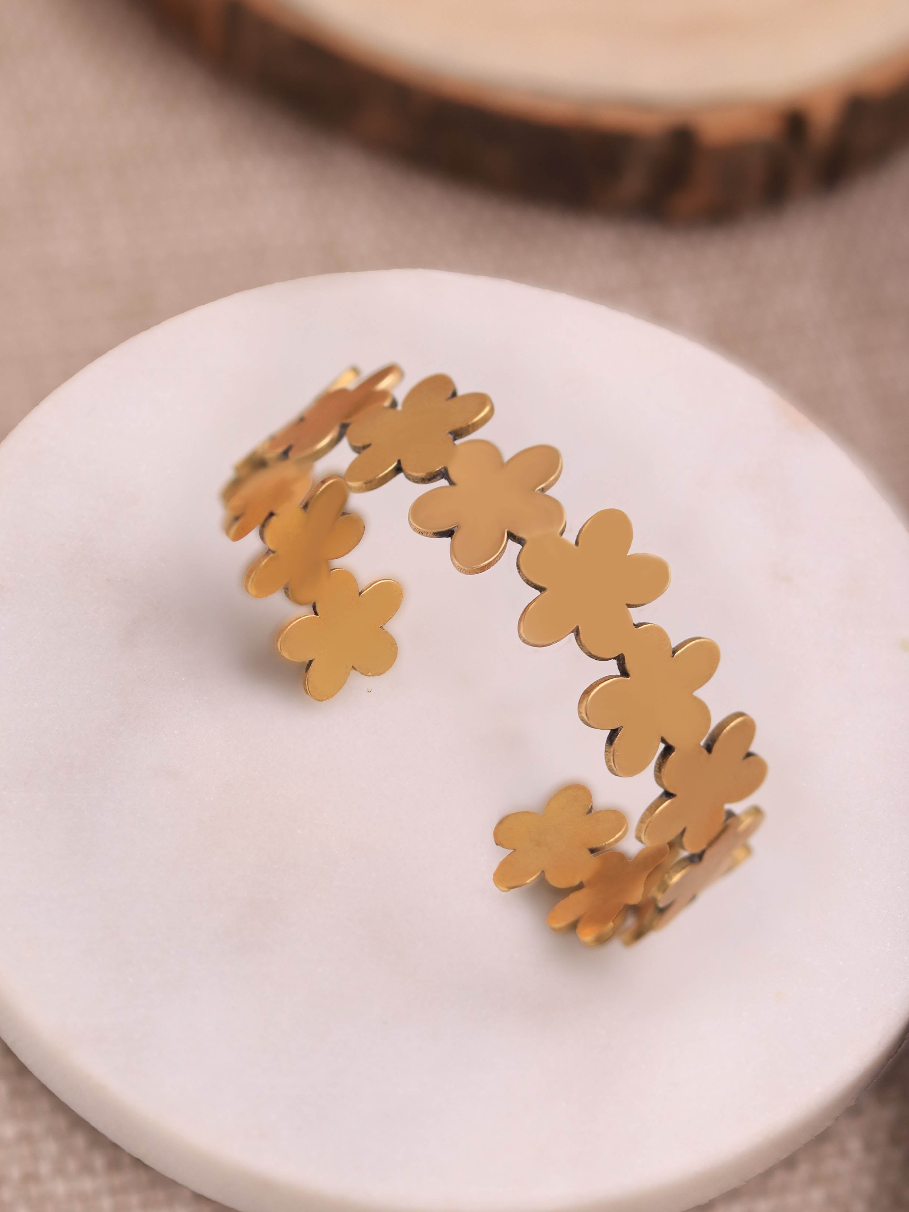 Wildflower Brass Adjustable Bracelet