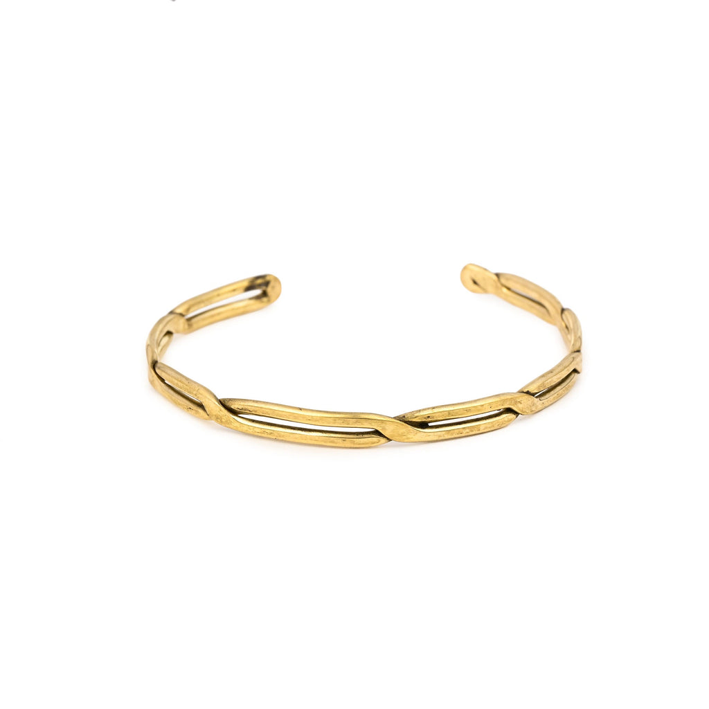 Cross Skinny Adjustable Brass Bracelet