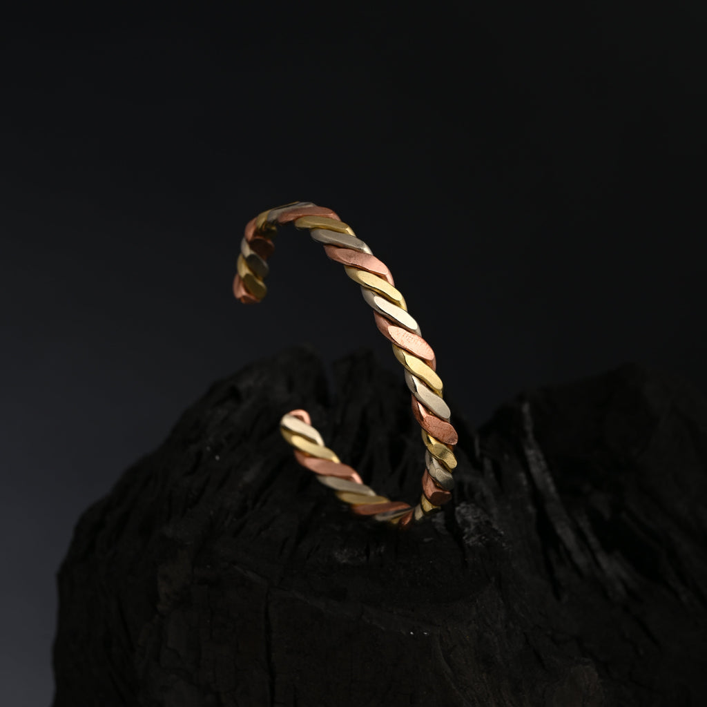 Weave Tri Metal Adjustable Cuff