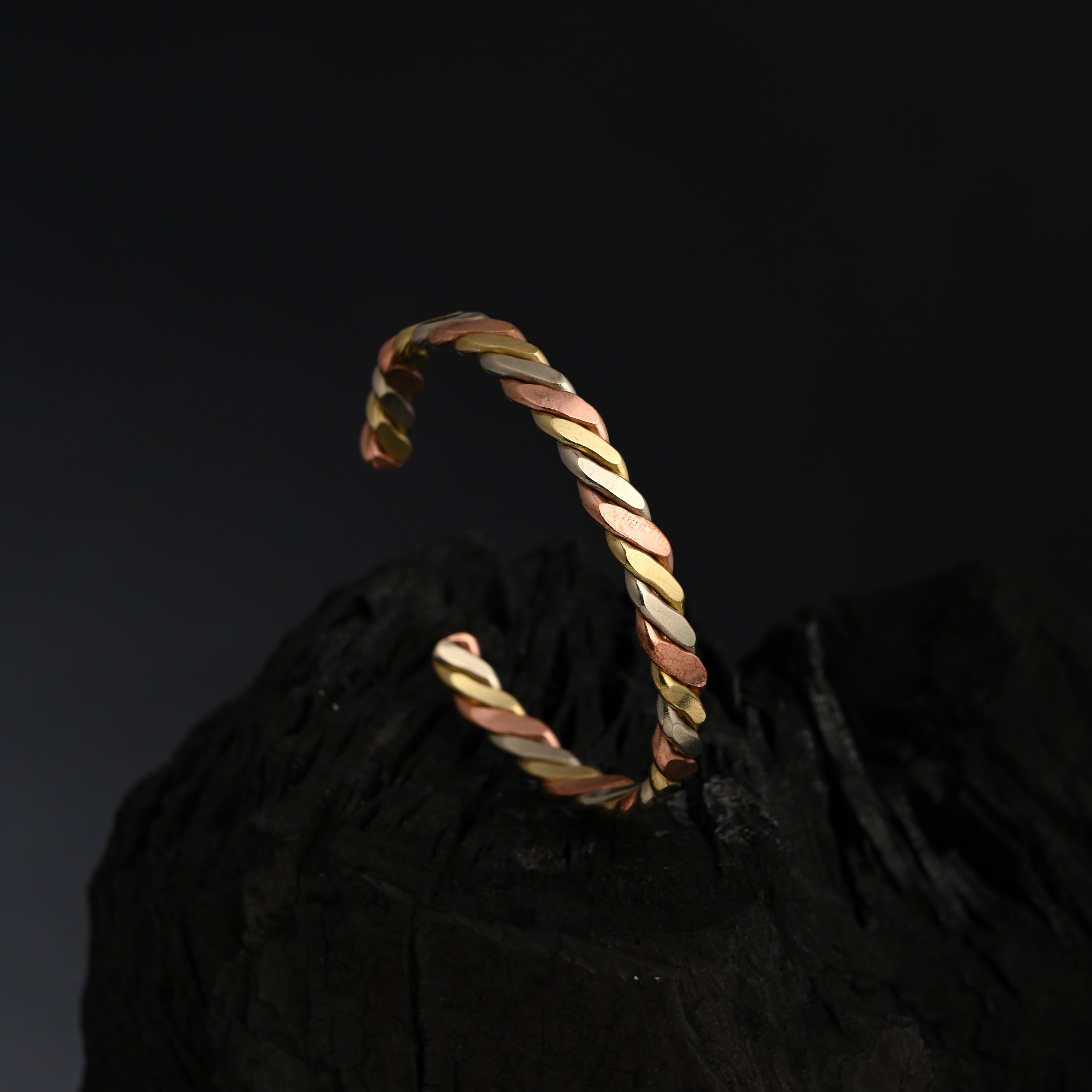 Weave Tri Metal Adjustable Cuff
