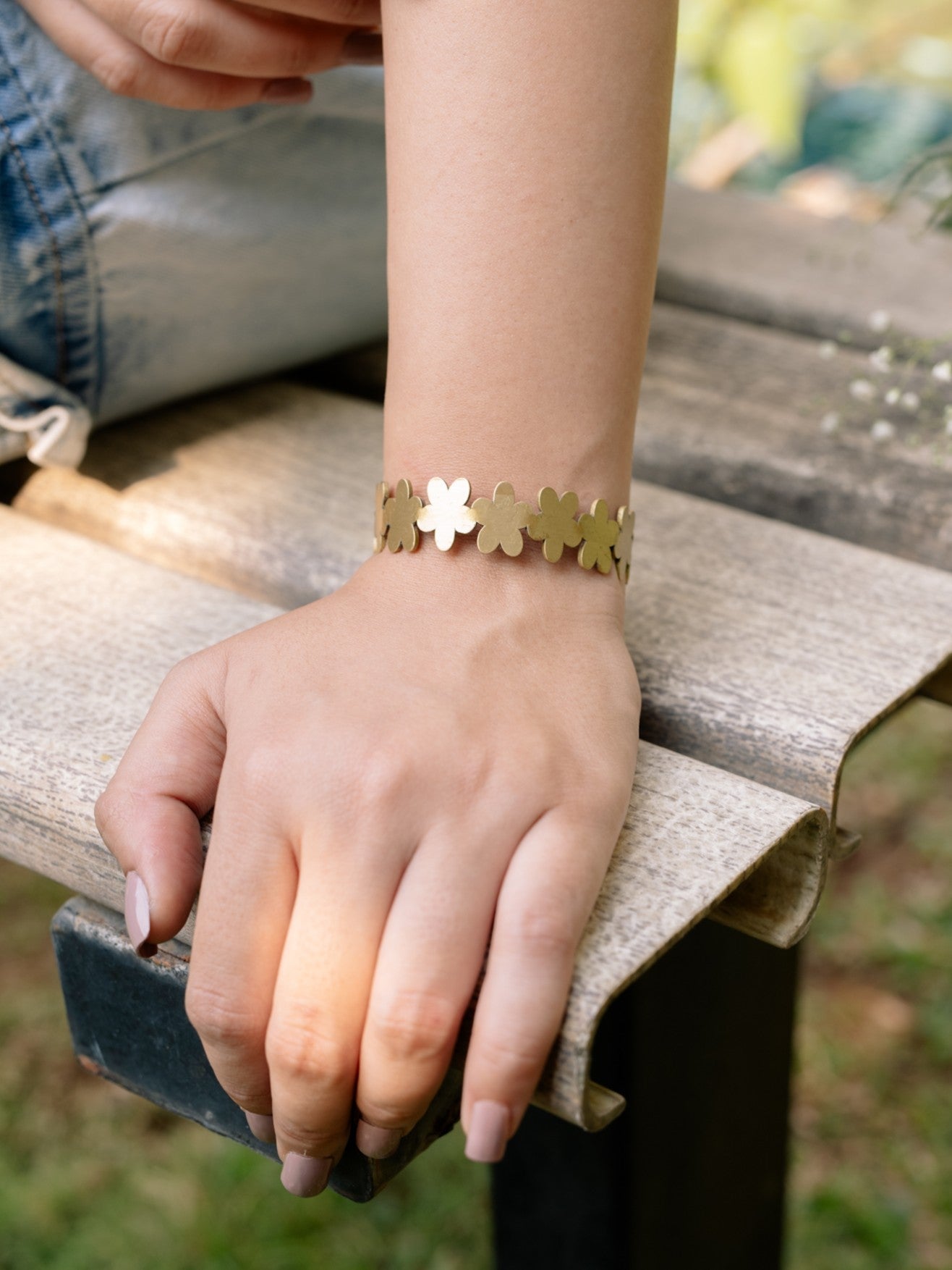 Wildflower Brass Adjustable Bracelet