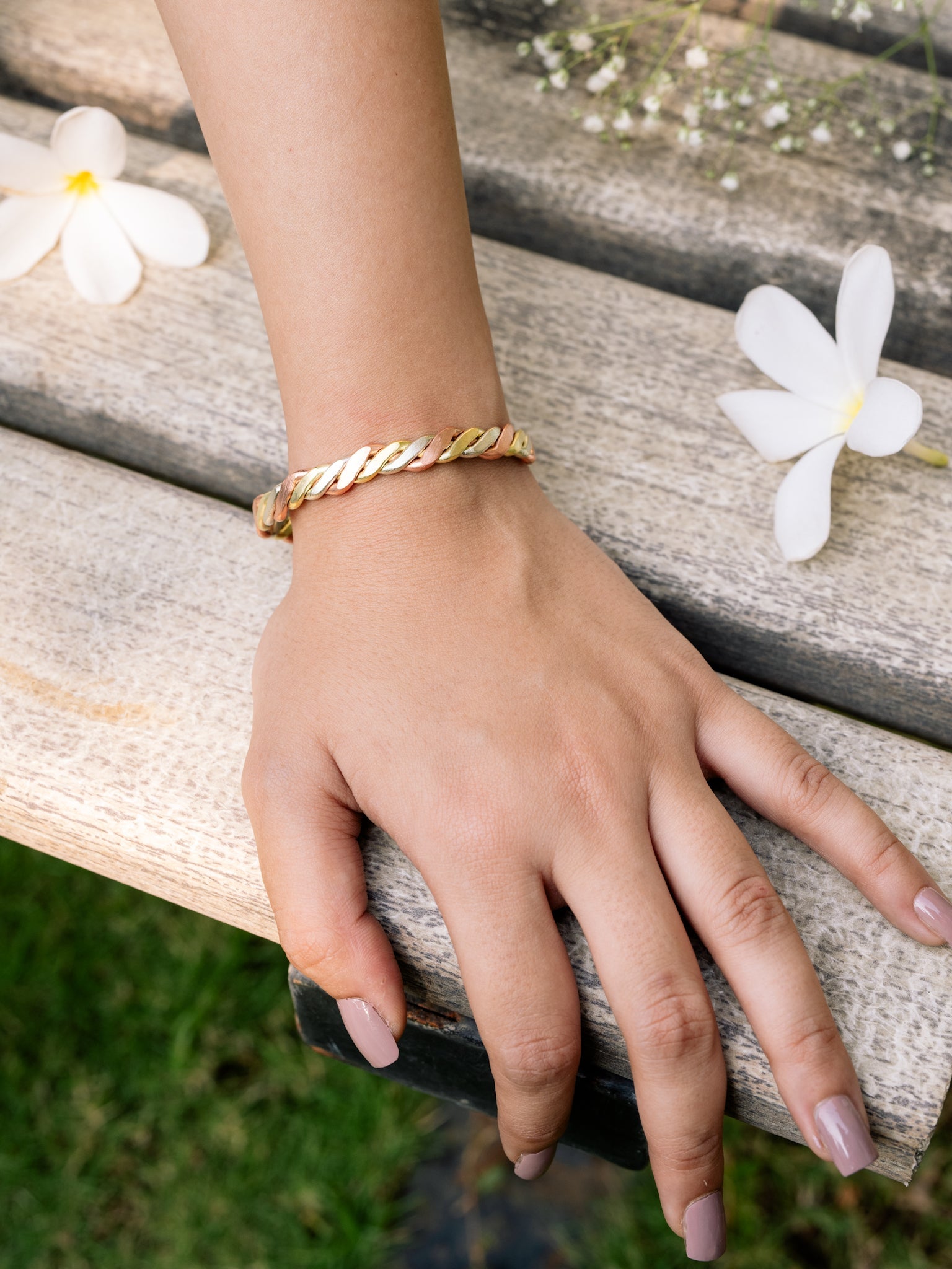 Weave Tri Metal Adjustable Cuff