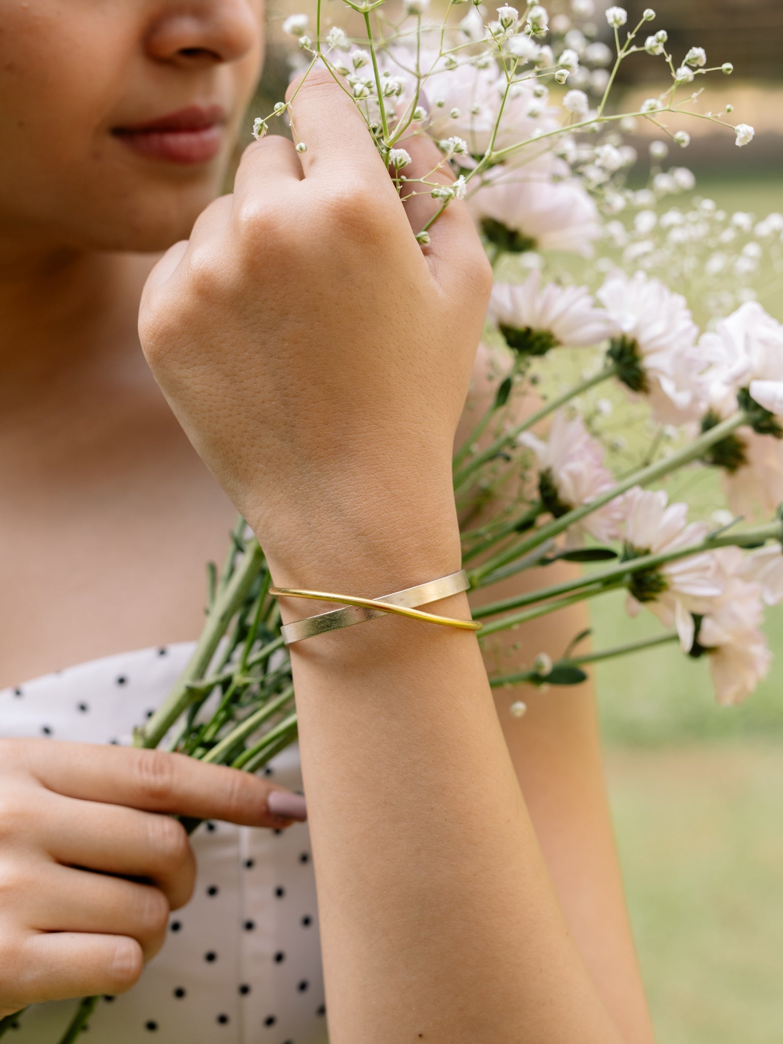 Silver Cross Brass & German Silver Adjustable Bracelet