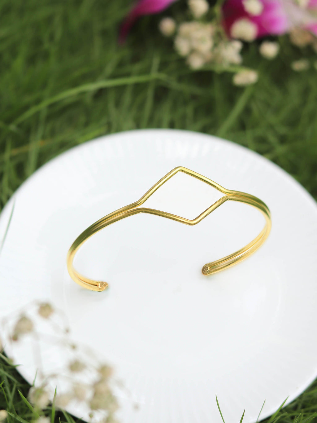Hexa Line Adjustable Brass Bracelet
