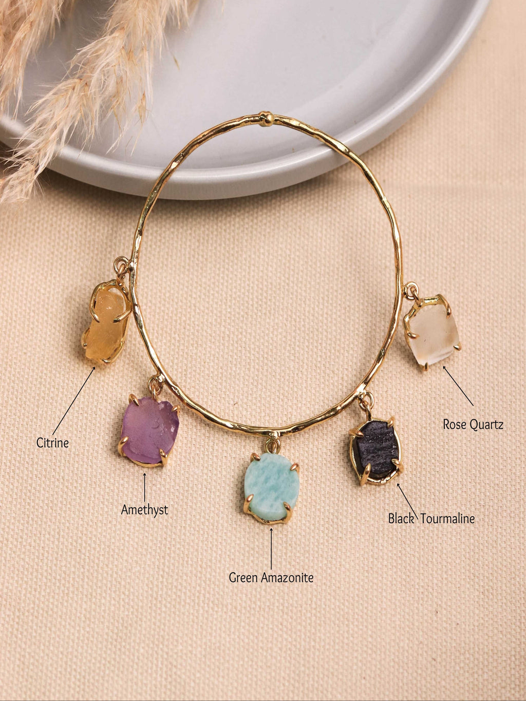 Fin Crystal Adjustable Brass Bracelet